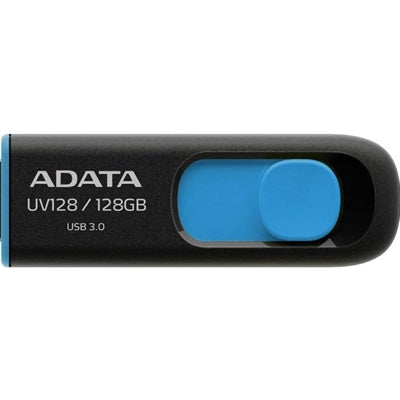 Adata UV128 128GB USB 3.2 Gen 1 Flash Drive, Capless Design, Black/Blue Adata UV128 128GB USB 3.2 Gen 1 Flash Drive, Capless Design, Black/Blue